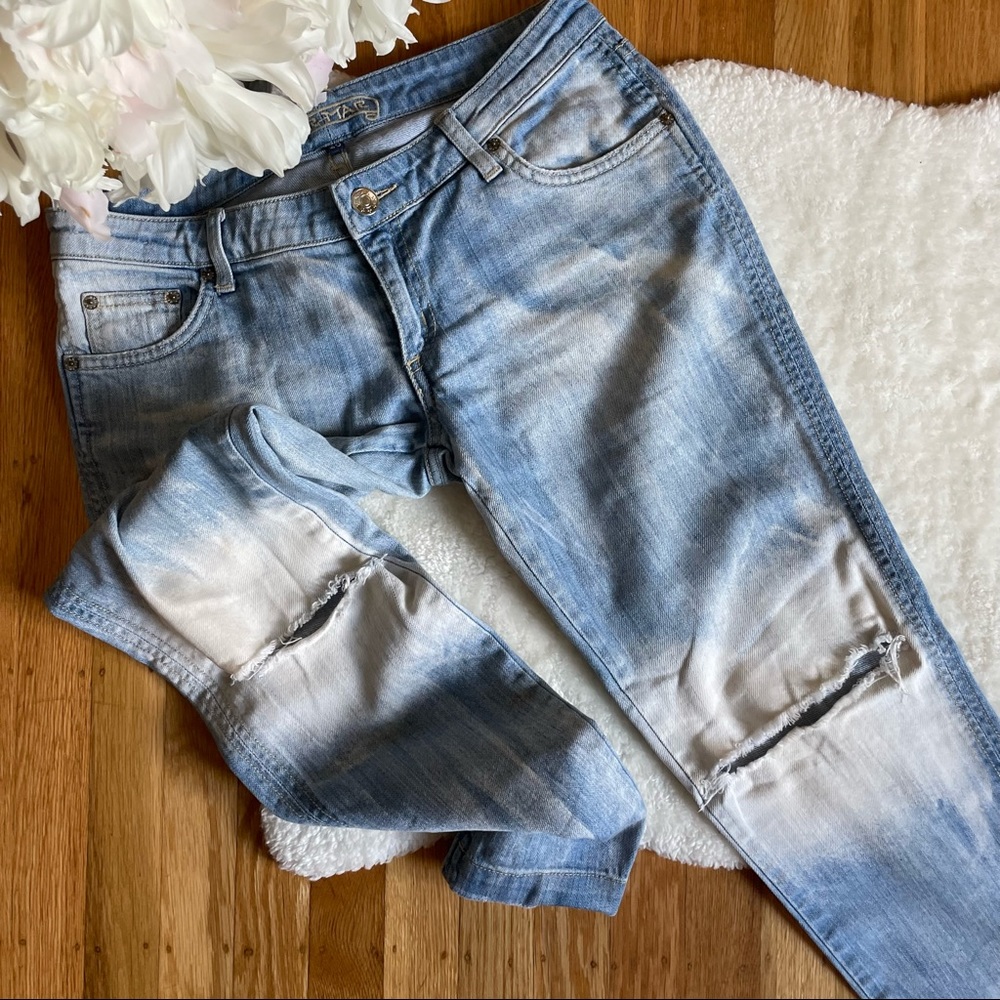 Carmar Distressed Straight Leg Low-rise Blue Jeans Size 29